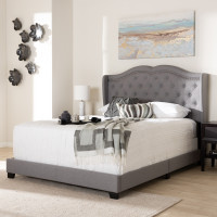 Baxton Studio Aden-Grey-King Aden Modern and Contemporary Grey Fabric Upholstered King Size Bed